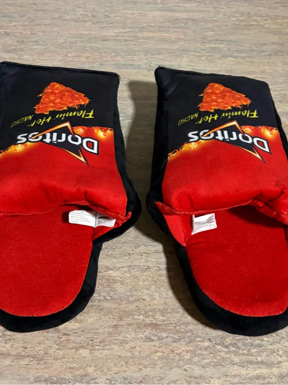 Doritos Flamin' Hot Nacho Plush Slippers - Black & Red